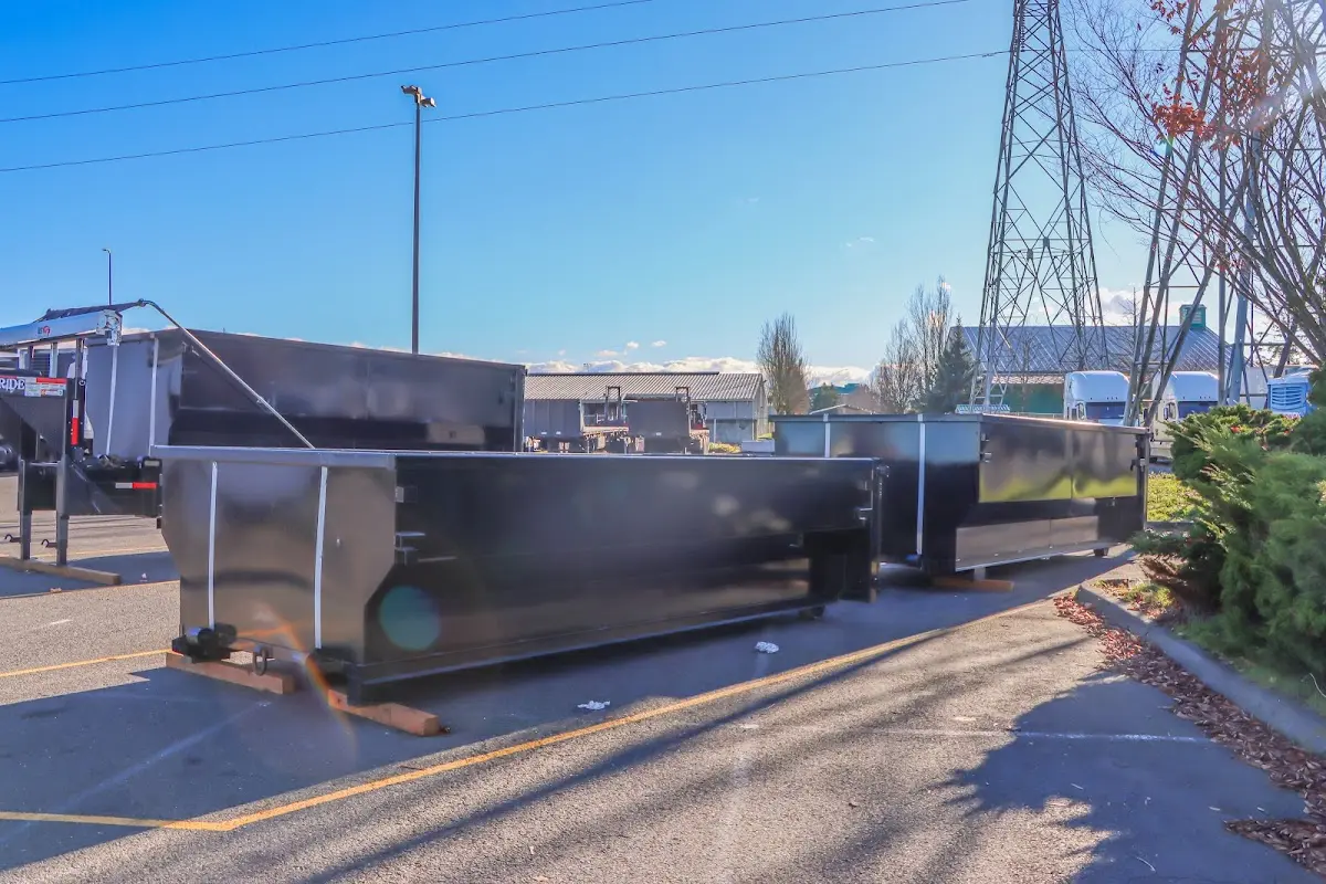 Roll-off dumpster ready for waste disposal at job site for Residential Dumpster Rental in Robbinsville